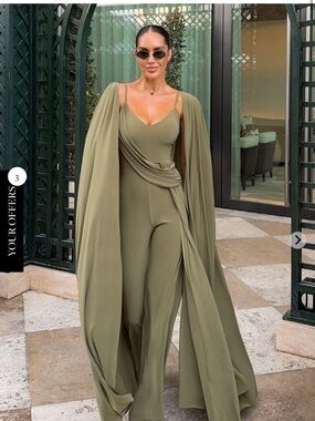 Club London cape jumpsuit sage